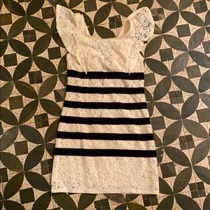 BCBGMaxazria lace and striped dress